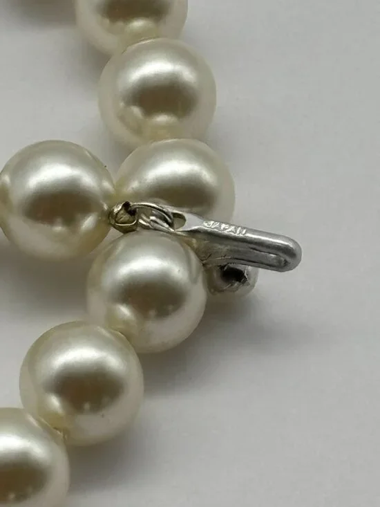 Vintage 12mm Faux Pearl Necklace/Choker Adjustable Length Marked "Japan" on Hook - Picture 12 of 14